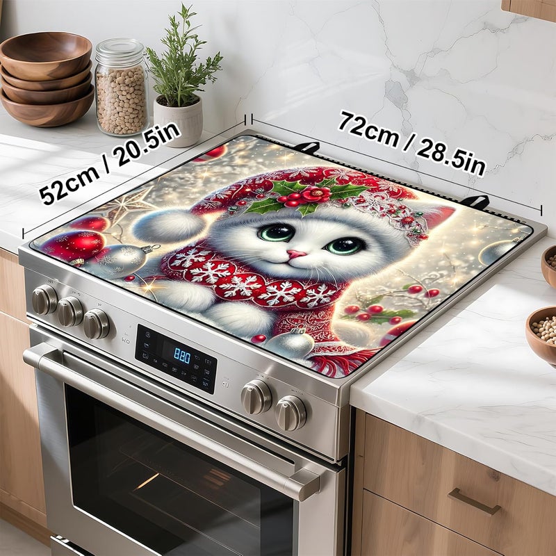 BVBOX Stove Top Cover Retro Flower Gas Stove Top Cover for Home Decoration Kitchen Pad Non-Stick Washable Cooktop Covers Countertop Protector Keep Stove Clean 28"x20" (Cat) - Image 4